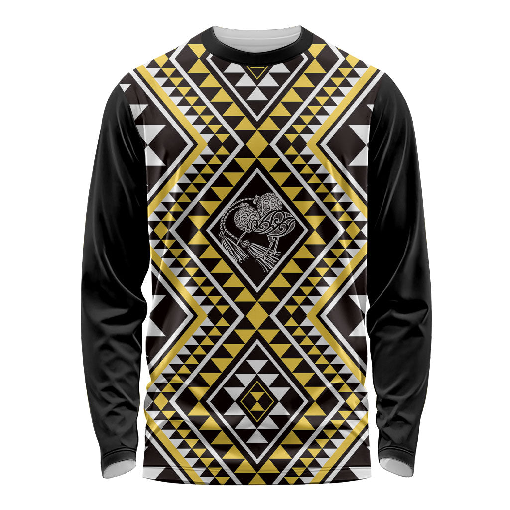 New Zealand Kowhai Taniko Motifs Long Sleeve Shirt Maori Poi Dance Costume Inspired