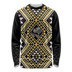 New Zealand Kowhai Taniko Motifs Long Sleeve Shirt Maori Poi Dance Costume Inspired