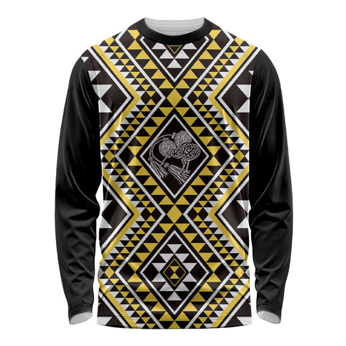 New Zealand Kowhai Taniko Motifs Long Sleeve Shirt Maori Poi Dance Costume Inspired