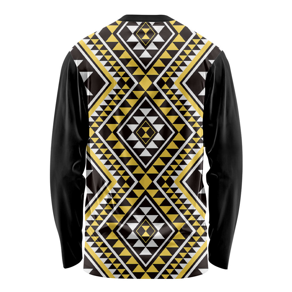 New Zealand Kowhai Taniko Motifs Long Sleeve Shirt Maori Poi Dance Costume Inspired