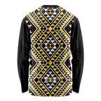 New Zealand Kowhai Taniko Motifs Long Sleeve Shirt Maori Poi Dance Costume Inspired
