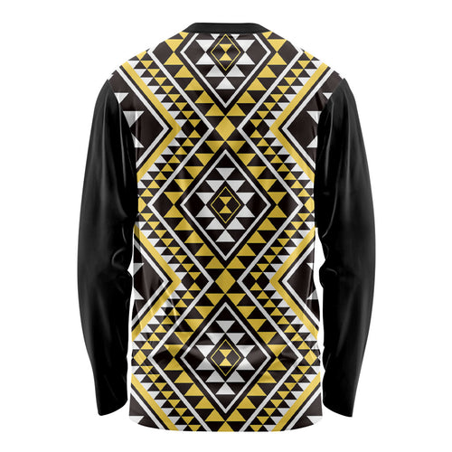 New Zealand Kowhai Taniko Motifs Long Sleeve Shirt Maori Poi Dance Costume Inspired