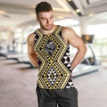 New Zealand Kowhai Taniko Motifs Men Tank Top Maori Poi Dance Costume Inspired