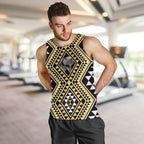 New Zealand Kowhai Taniko Motifs Men Tank Top Maori Poi Dance Costume Inspired