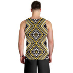 New Zealand Kowhai Taniko Motifs Men Tank Top Maori Poi Dance Costume Inspired