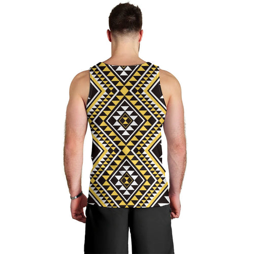 New Zealand Kowhai Taniko Motifs Men Tank Top Maori Poi Dance Costume Inspired
