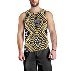 New Zealand Kowhai Taniko Motifs Men Tank Top Maori Poi Dance Costume Inspired