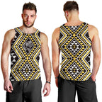 New Zealand Kowhai Taniko Motifs Men Tank Top Maori Poi Dance Costume Inspired
