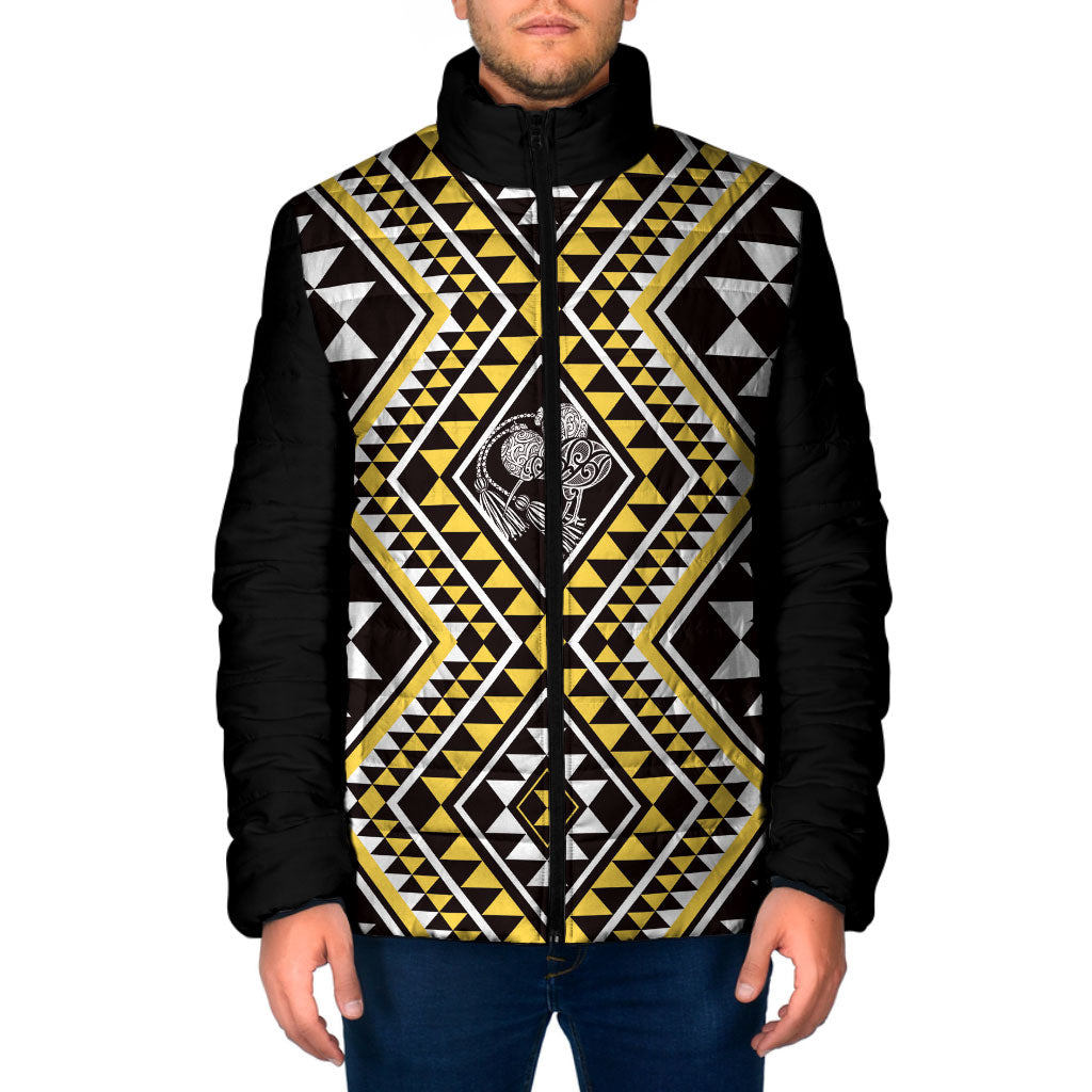 New Zealand Kowhai Taniko Motifs Padded Jacket Maori Poi Dance Costume Inspired