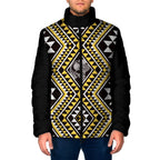 New Zealand Kowhai Taniko Motifs Padded Jacket Maori Poi Dance Costume Inspired