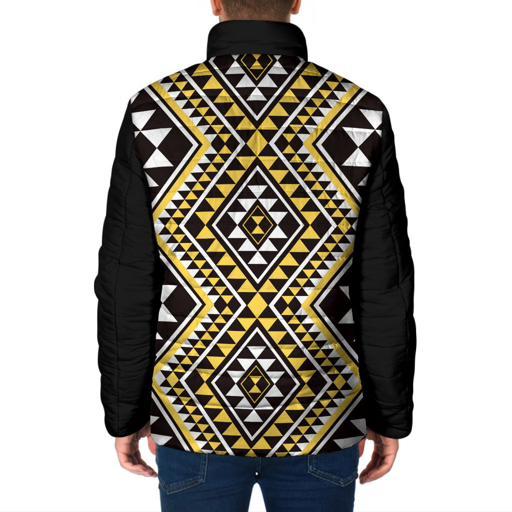 New Zealand Kowhai Taniko Motifs Padded Jacket Maori Poi Dance Costume Inspired