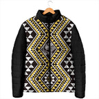New Zealand Kowhai Taniko Motifs Padded Jacket Maori Poi Dance Costume Inspired