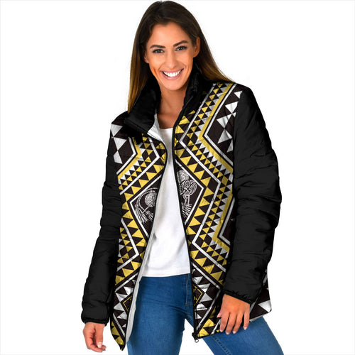 New Zealand Kowhai Taniko Motifs Padded Jacket Maori Poi Dance Costume Inspired