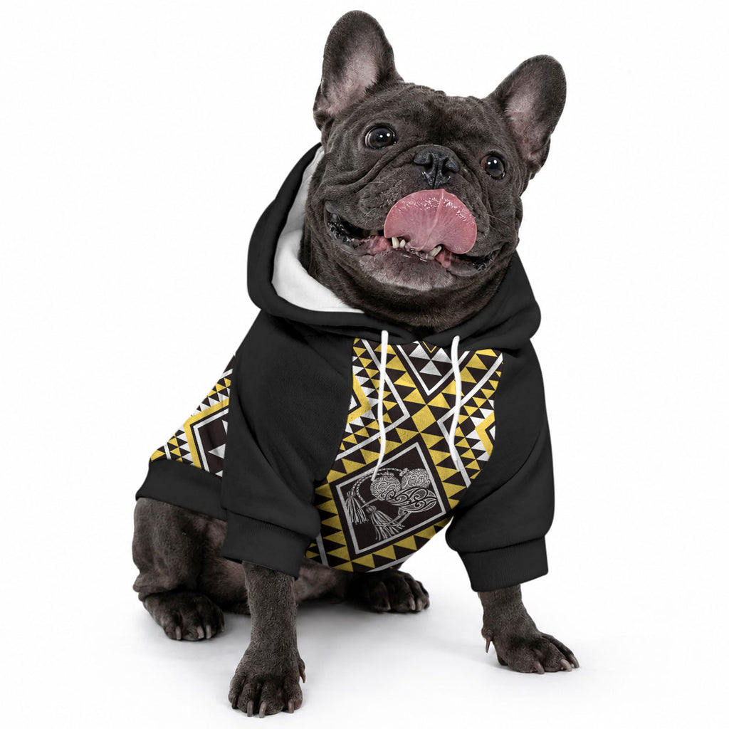 New Zealand Kowhai Taniko Motifs Pet Hoodie Maori Poi Dance Costume Inspired