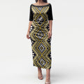 New Zealand Kowhai Taniko Motifs Puletasi Maori Poi Dance Costume Inspired