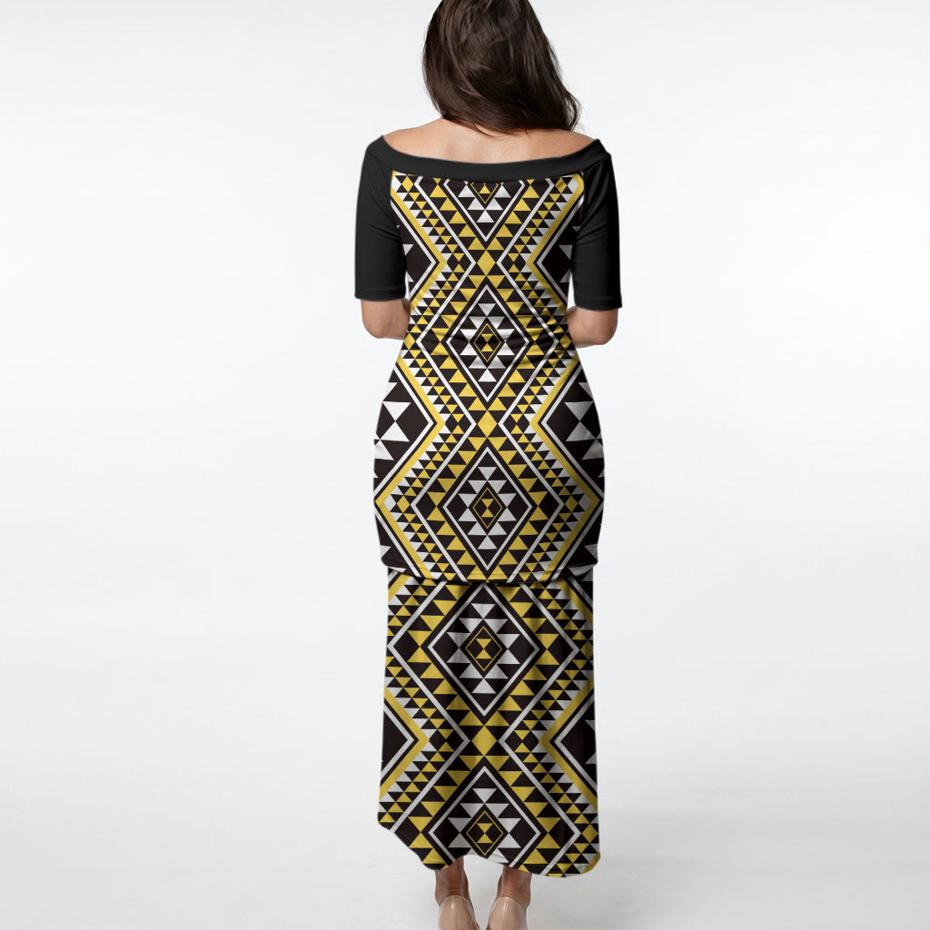 New Zealand Kowhai Taniko Motifs Puletasi Maori Poi Dance Costume Inspired