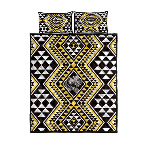 New Zealand Kowhai Taniko Motifs Quilt Bed Set Maori Poi Dance Costume Inspired