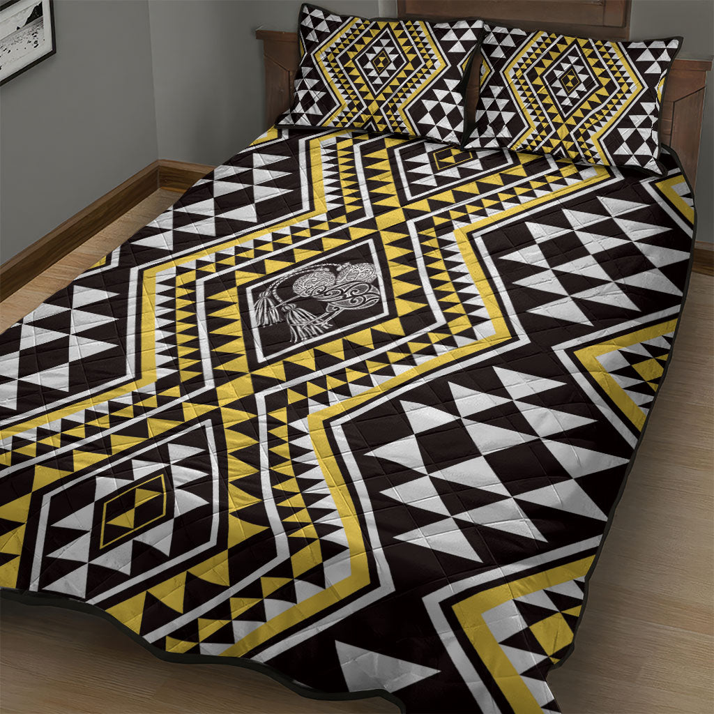 New Zealand Kowhai Taniko Motifs Quilt Bed Set Maori Poi Dance Costume Inspired