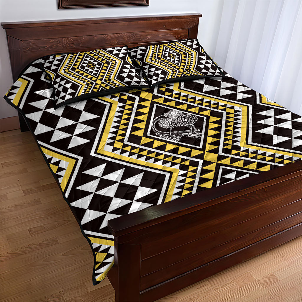 New Zealand Kowhai Taniko Motifs Quilt Bed Set Maori Poi Dance Costume Inspired