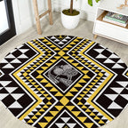 New Zealand Kowhai Taniko Motifs Round Carpet Maori Poi Dance Costume Inspired