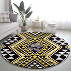 New Zealand Kowhai Taniko Motifs Round Carpet Maori Poi Dance Costume Inspired