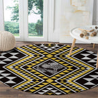New Zealand Kowhai Taniko Motifs Round Carpet Maori Poi Dance Costume Inspired