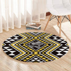 New Zealand Kowhai Taniko Motifs Round Carpet Maori Poi Dance Costume Inspired