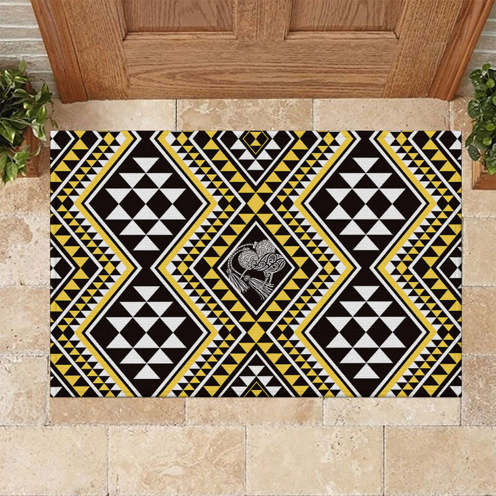 New Zealand Kowhai Taniko Motifs Rubber Doormat Maori Poi Dance Costume Inspired