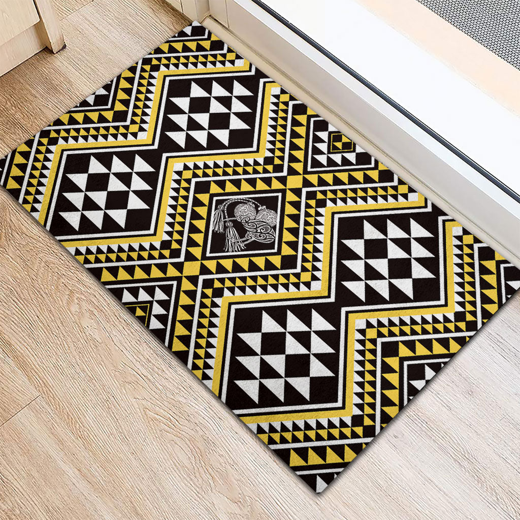 New Zealand Kowhai Taniko Motifs Rubber Doormat Maori Poi Dance Costume Inspired