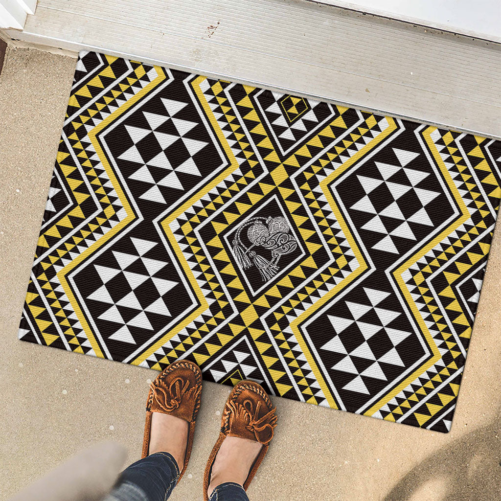 New Zealand Kowhai Taniko Motifs Rubber Doormat Maori Poi Dance Costume Inspired