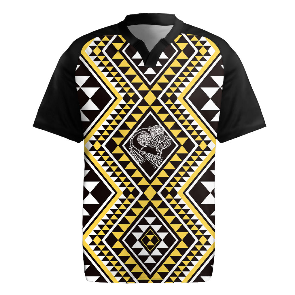 New Zealand Kowhai Taniko Motifs Rugby Jersey Maori Poi Dance Costume Inspired