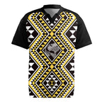 New Zealand Kowhai Taniko Motifs Rugby Jersey Maori Poi Dance Costume Inspired