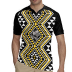 New Zealand Kowhai Taniko Motifs Rugby Jersey Maori Poi Dance Costume Inspired