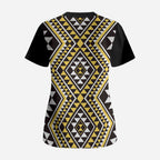 New Zealand Kowhai Taniko Motifs Scrub Top Maori Poi Dance Costume Inspired