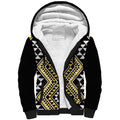 New Zealand Kowhai Taniko Motifs Sherpa Hoodie Maori Poi Dance Costume Inspired