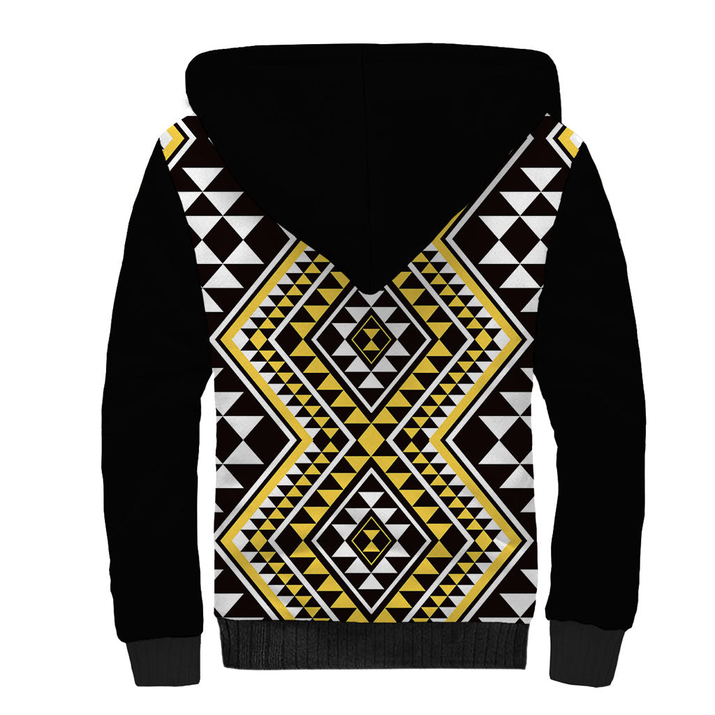 New Zealand Kowhai Taniko Motifs Sherpa Hoodie Maori Poi Dance Costume Inspired