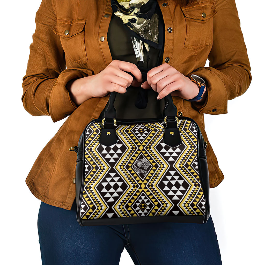 New Zealand Kowhai Taniko Motifs Shoulder Handbag Maori Poi Dance Costume Inspired