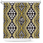 New Zealand Kowhai Taniko Motifs Shower Curtain Maori Poi Dance Costume Inspired