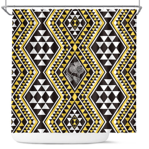 New Zealand Kowhai Taniko Motifs Shower Curtain Maori Poi Dance Costume Inspired