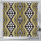 New Zealand Kowhai Taniko Motifs Shower Curtain Maori Poi Dance Costume Inspired