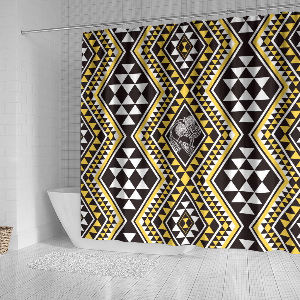 New Zealand Kowhai Taniko Motifs Shower Curtain Maori Poi Dance Costume Inspired
