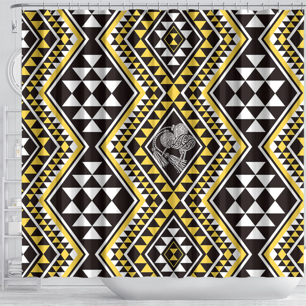 New Zealand Kowhai Taniko Motifs Shower Curtain Maori Poi Dance Costume Inspired