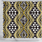 New Zealand Kowhai Taniko Motifs Shower Curtain Maori Poi Dance Costume Inspired