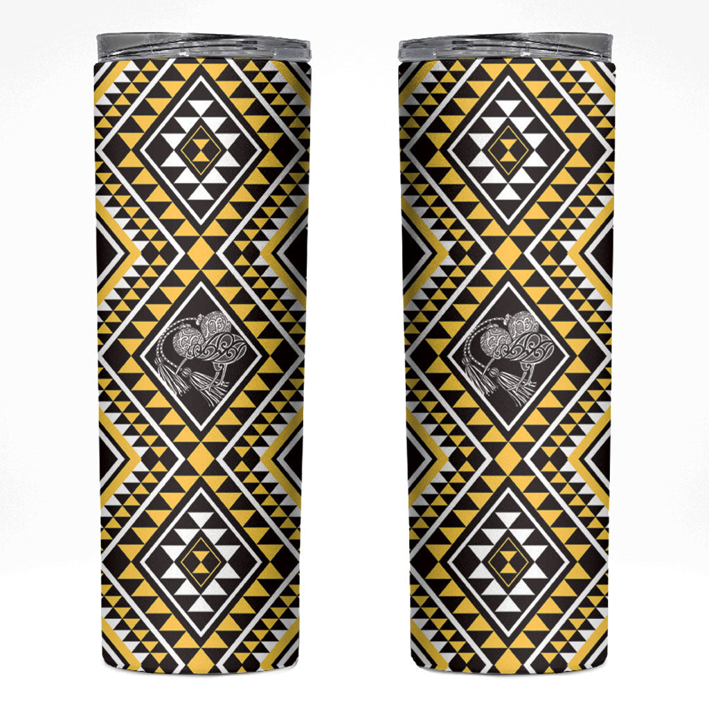 New Zealand Kowhai Taniko Motifs Skinny Tumbler Maori Poi Dance Costume Inspired