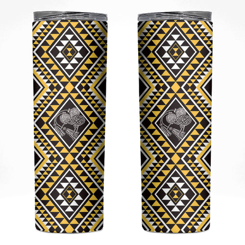 New Zealand Kowhai Taniko Motifs Skinny Tumbler Maori Poi Dance Costume Inspired
