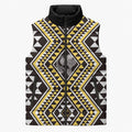 New Zealand Kowhai Taniko Motifs Sleeveless Puffer Jacket Maori Poi Dance Costume Inspired
