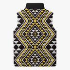 New Zealand Kowhai Taniko Motifs Sleeveless Puffer Jacket Maori Poi Dance Costume Inspired
