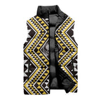 New Zealand Kowhai Taniko Motifs Sleeveless Puffer Jacket Maori Poi Dance Costume Inspired
