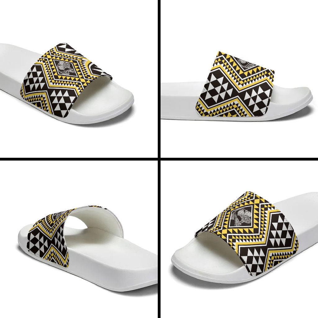 New Zealand Kowhai Taniko Motifs Slide Sandals Maori Poi Dance Costume Inspired