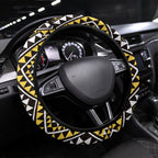 New Zealand Kowhai Taniko Motifs Steering Wheel Cover Maori Poi Dance Costume Inspired
